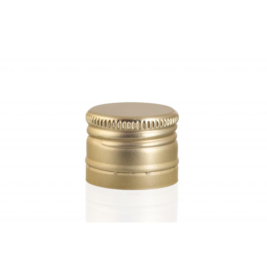 Screw on, crown, mechanical stoppers - Aluminium stopper with gold thread