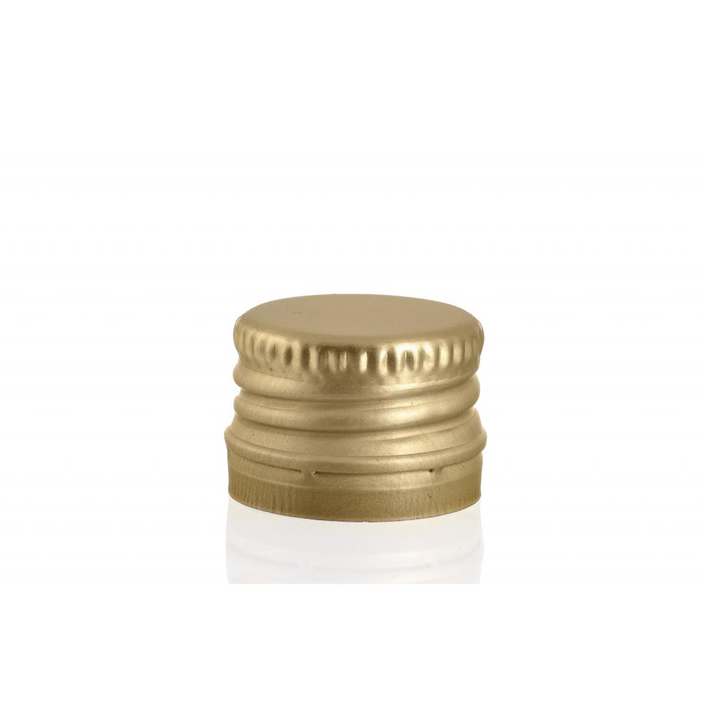 Screw on, crown, mechanical stoppers - Aluminium stopper with gold thread 