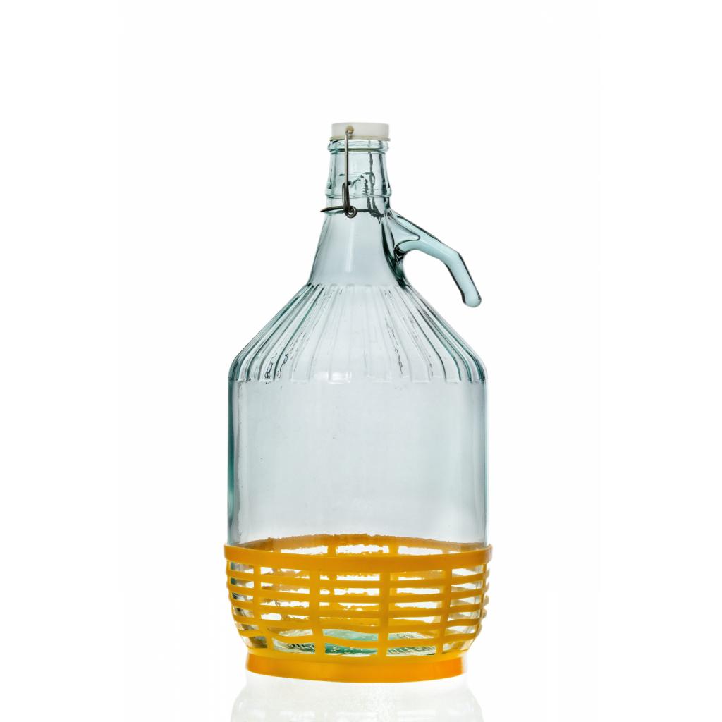 Glass balloons with wide and narrow apertures - Ballon + yellow base ( mechanical stopper ) Glass balloons with wide and narrow apertures - Ballon + yellow base ( mechanical stopper )