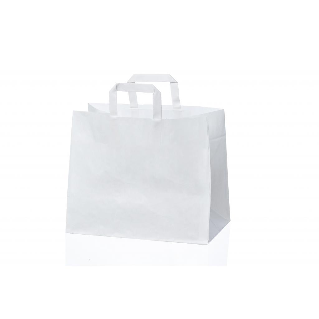 Geschenktüten aus Papier - Papiertüte weiß (flacher Griff)