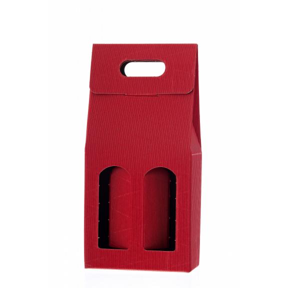 Corrugated, cardboard packaging - Cardboard packaging for two wine bottles RED