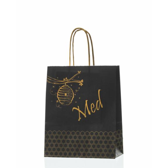 Für Imker - Papiertüte Schwarz mit Wabenmuster 