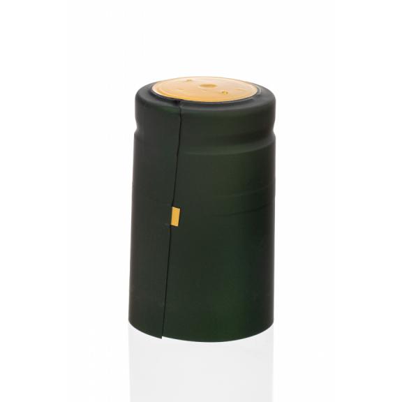 PVC-Kappen - PVC-Schrumpfkapsel grün mit goldenem Traubensymbol, groß